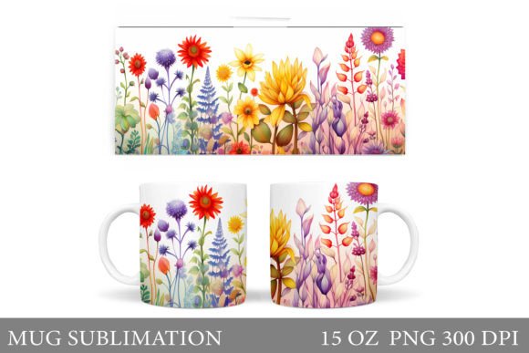 Download Flowers Mug Design. Wildflowers Mug Wrap - Wildflower Collection