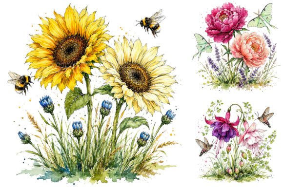 Download Whimsical Wildflower Clipart Bundle - Wildflower Collection