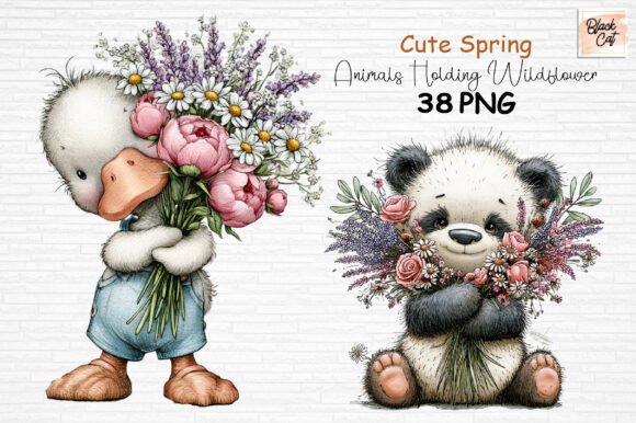 Download Cute Spring Animals Wildflower Clipart - Premium Resources