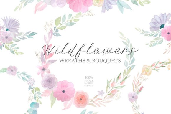 Download Watercolor Wildflower Wreath Clipart PNG - Wildflower Collection