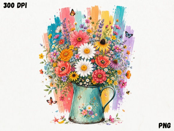 Download Colorful Wildflower Pitcher PNG, Summer - Wildflower Collection