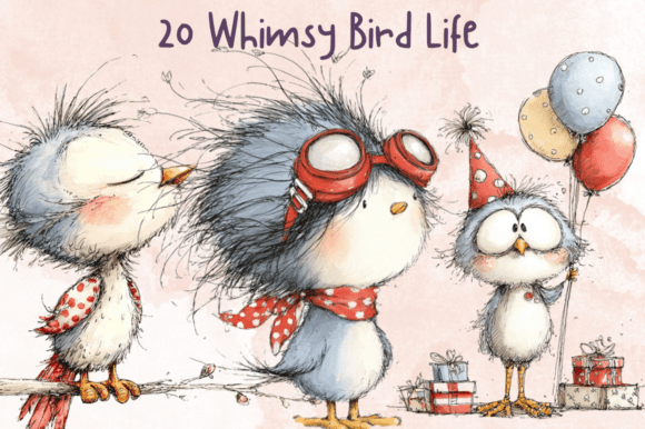 Download Storybook Whimsy Bird Clipart Set - Bird clipart Collection