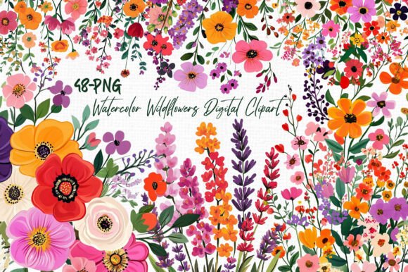 Download Watercolor Wildflowers Digital Clipart - Wildflower Collection