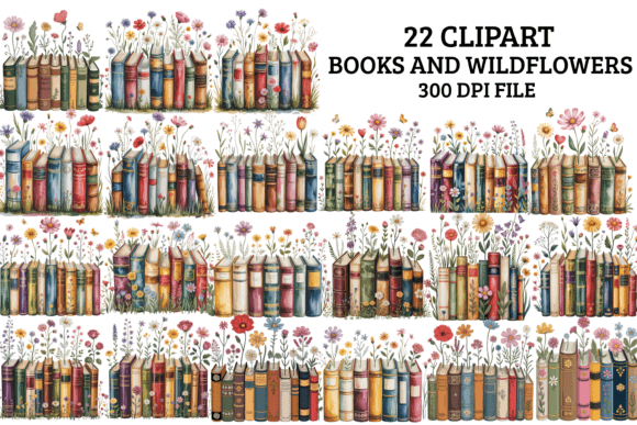 Download Books and Wildflowers Clipart Bundle PNG - Wildflower Collection