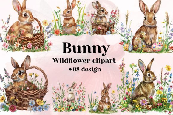 Download Bunny Wildflowers Clipart Bundle - Wildflower Collection