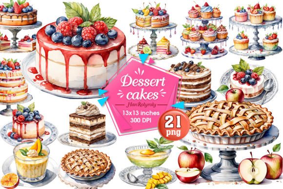 Download Dessert Cakes Sublimation Clipart - Cakes Collection