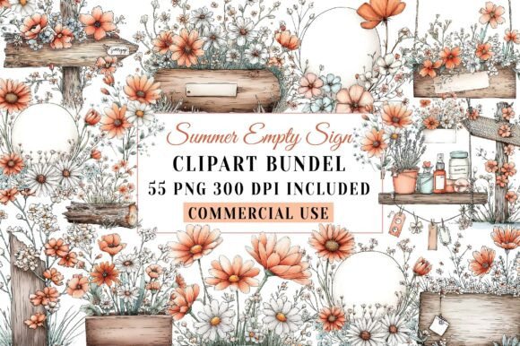 Download Summer Empty Sign &amp; Wildflowers Clipart - Wildflower Collection