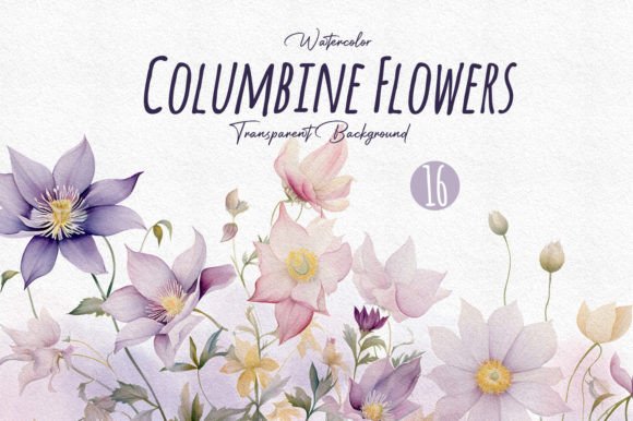 Download Watercolor Columbine WildFlower Clipart - Premium Resources