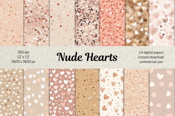 Download Valentines Nude Hearts Digital Papers - Heart Collection