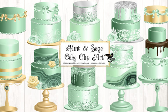 Download Mint and Sage Cakes Clip Art - Cakes Collection