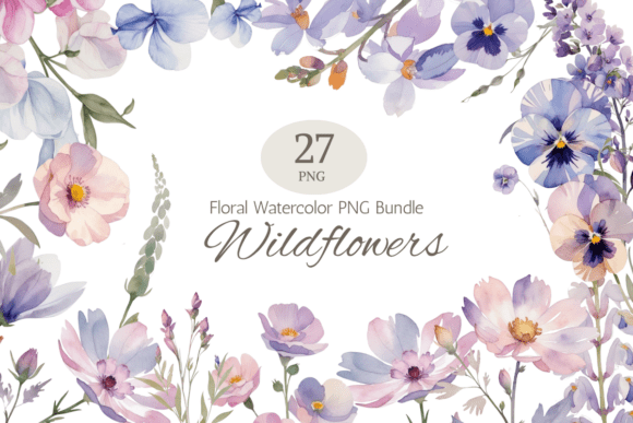 Download Garden Wildflowers Watercolor Clipart - Wildflower Collection