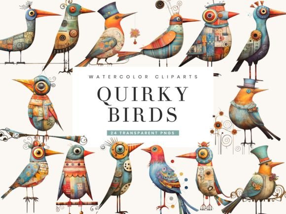 Download Whimsical Quirky Bird Clipart Bundle - Bird clipart Collection