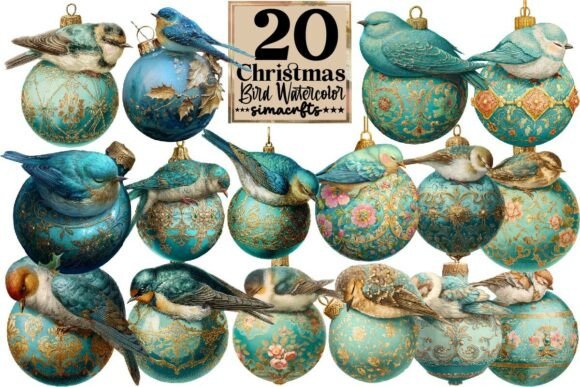 Download Christmas Bird Clipart Set Watercolor - Bird clipart Collection