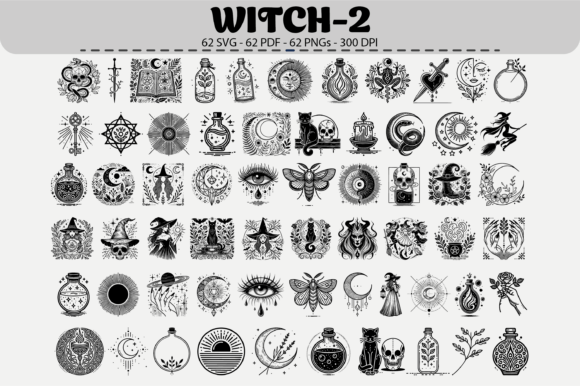 Download Witchcraft Clipart Pack – 62 Designs - Clipart pack Collection
