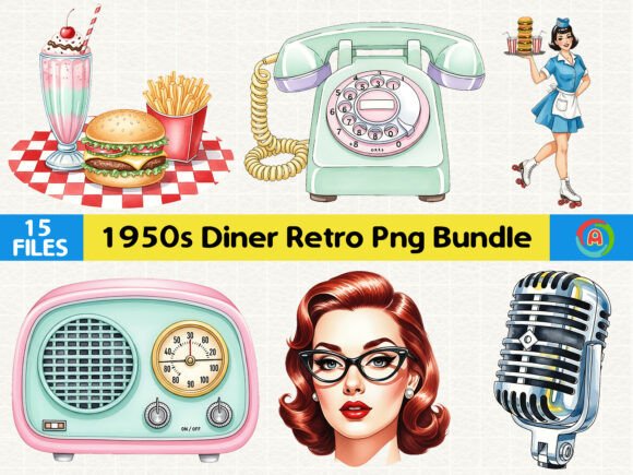 Download Retro Restaurant Clipart Pack 1950s - Clipart pack Collection