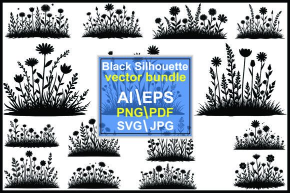 Download Wildflower Silhouette Vector Art Vector - Wildflower Collection